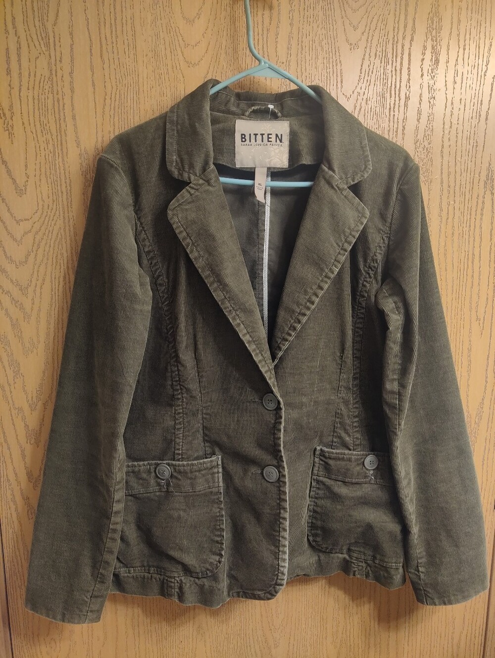 Bitten by Sarah Jessica Parker Olive Green Corduroy Tailored Blazer